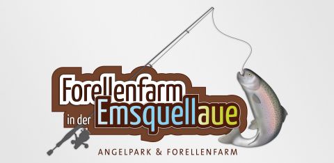 Logogestaltung für die Firma Forellenfarm in der Emsquellaue. Logodesign by Michaela Röhler, Agentur feschart print- und webdesign in Leopoldshöhe.