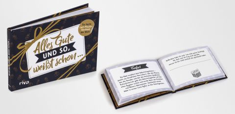 Buch, Alles Gute und so, weißt schon,... Erschienen im riva-Verlag. Seitenaufbau feschart print- und webdesign