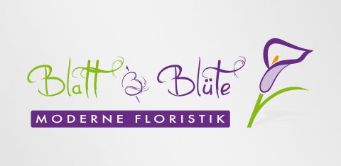 Logogestaltung für die Firma Blatt & Blüte. Logodesign by Michaela Röhler, Agentur feschart print- und webdesign in Leopoldshöhe.
