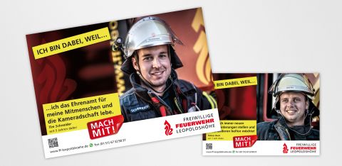 Printdesign einer Werbeanzeige für die Freiwillige Feuerwehr Leopoldshöhe zur Mitgliedergewinnung. Schriftsatz und Druckdatenerstellung by Michaela Röhler, Agentur feschart print- und webdesign in Leopoldshöhe.